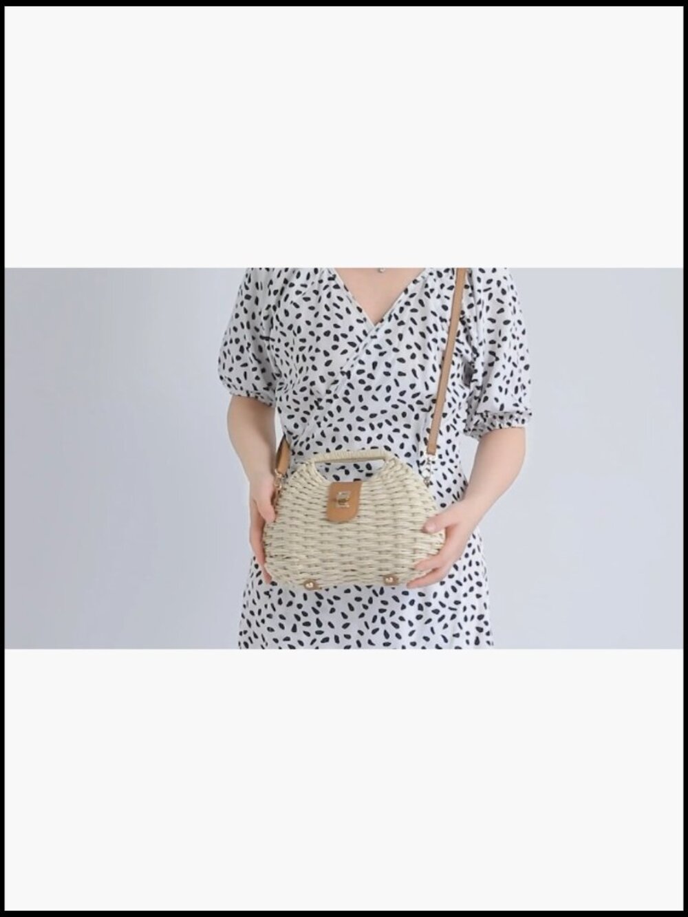 Boho Straw Clutch Crossbody Bag Adjustable Strap Summer Beach Purse Elegant - Picture 7 of 7